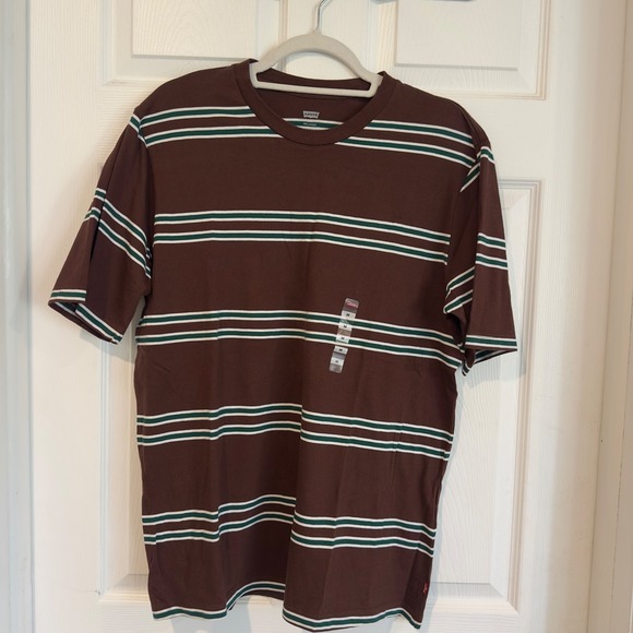 Levi's Other - Levis Mens Relaxed Fit Striped T-Shirt Brown Green White A3385-0016 New